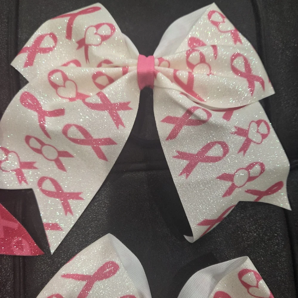 3 Pcs Breast Cancer Awareness Bow Hair Ties